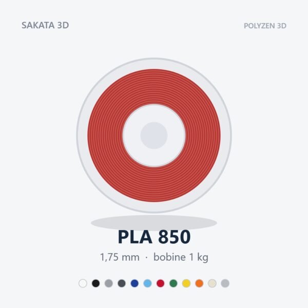 Filament PLA 850 Sakata 3D 1,75 mm bobine 1 kg Bobine de filament PLA 850 Sakata 3D 1,75 mm, 1 kg, 12 coloris disponibles